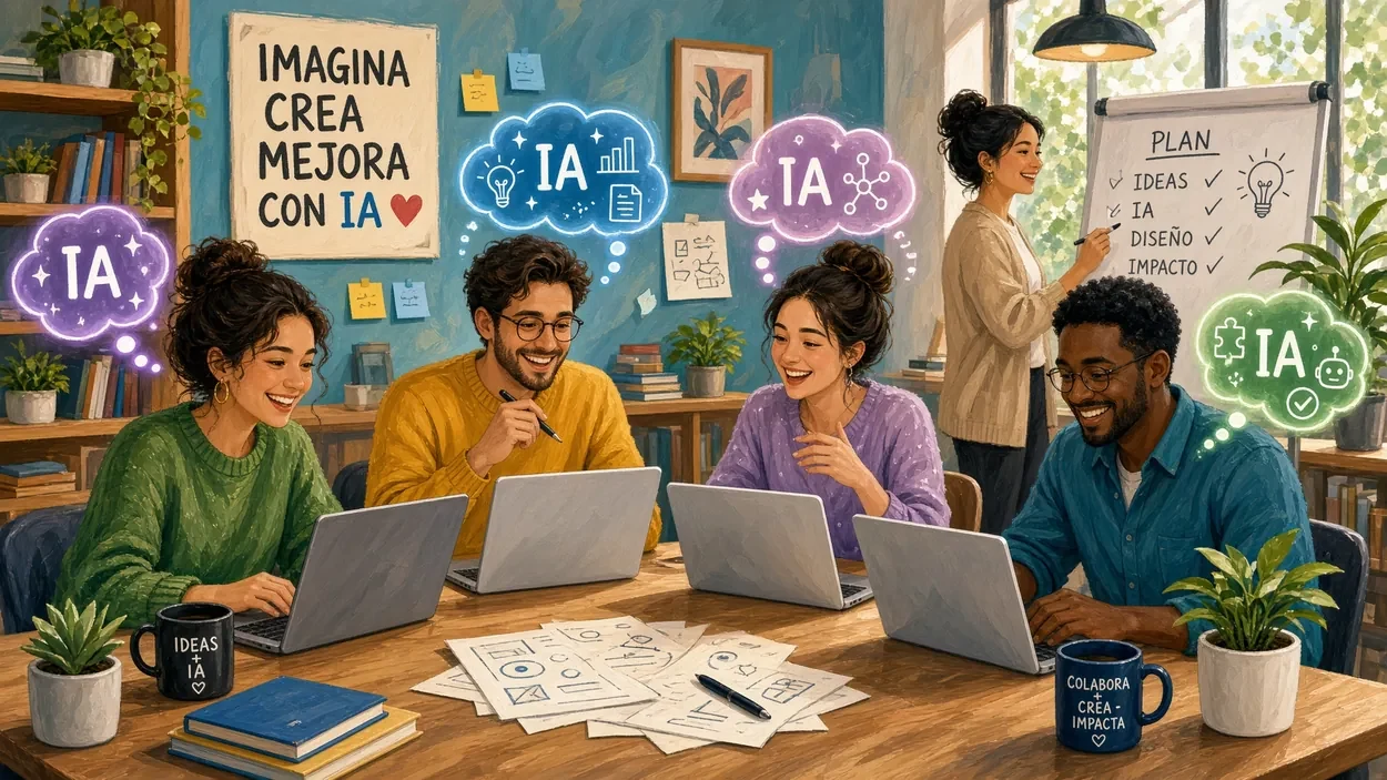 Personas aprendiendo y desarrollando proyectos con herramientas de inteligencia artificial