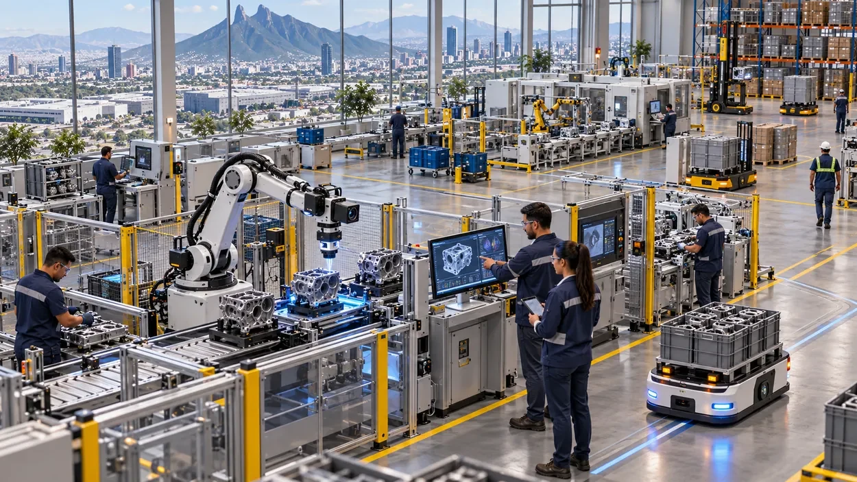 Planta industrial moderna con procesos automatizados